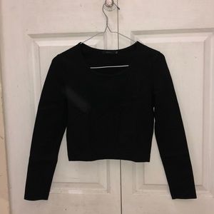 TALULA Black Long Sleeved Crop Top